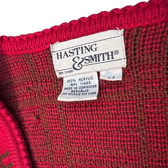 Vintage Christmas Plaid Four Button V Neck Knit Cardigan Medium - Picture 5 of 8